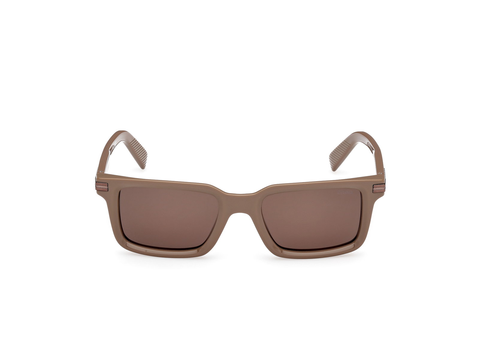 Das Bild zeigt die Zegna Sonnenbrille 0249 in glänzend hellbraun von vorne.
